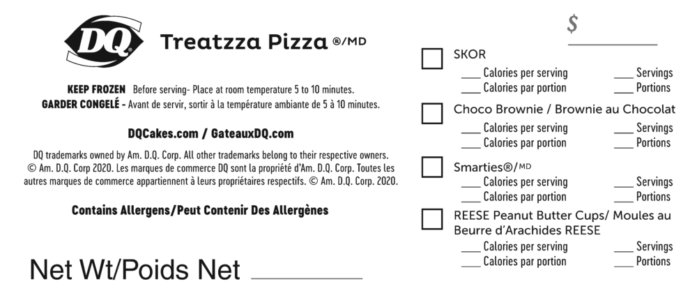 Treatzza Pizza label - Black and White