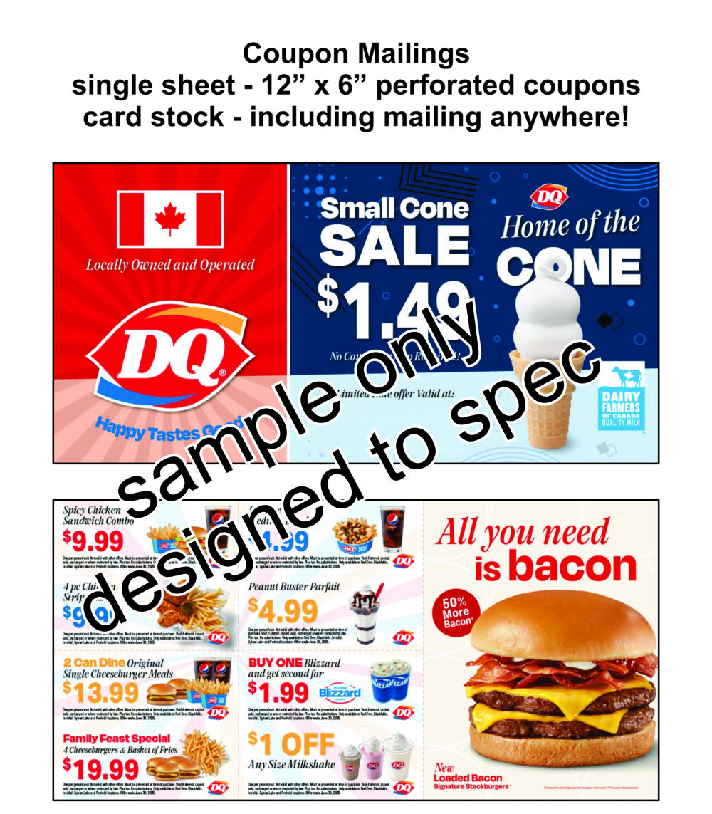 Dairy Queen coupon mailer featuring burger and cone deals.