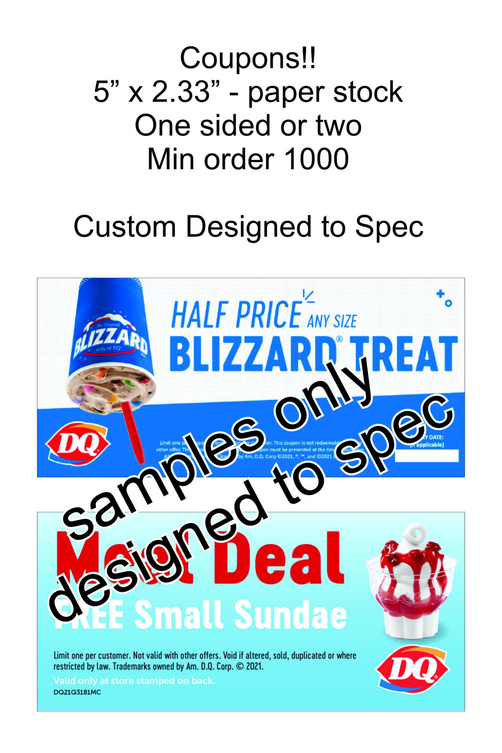 Promotional poster for Dairy Queen's Blizzard Treats with sample design text.